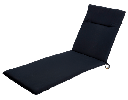 AZUR Coussin de jardin chaise longue noir H 4 x Larg. 60 x Long. 178 cm