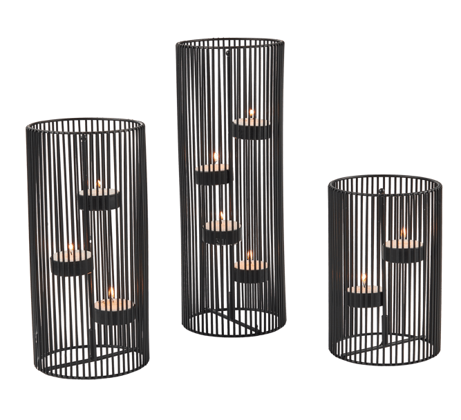 CILINDRO Partylights set van 3 zwart Ø 11 cm