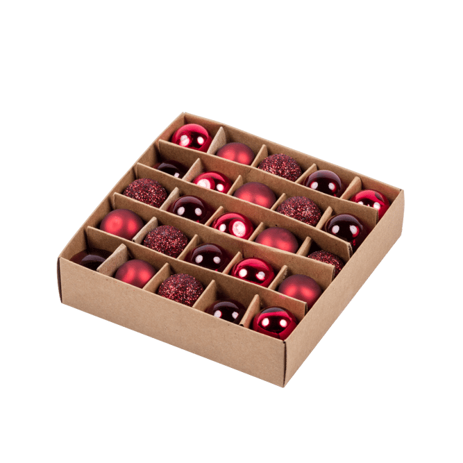 DARK RED Kerstbal set van 25 rood Ø 2 cm