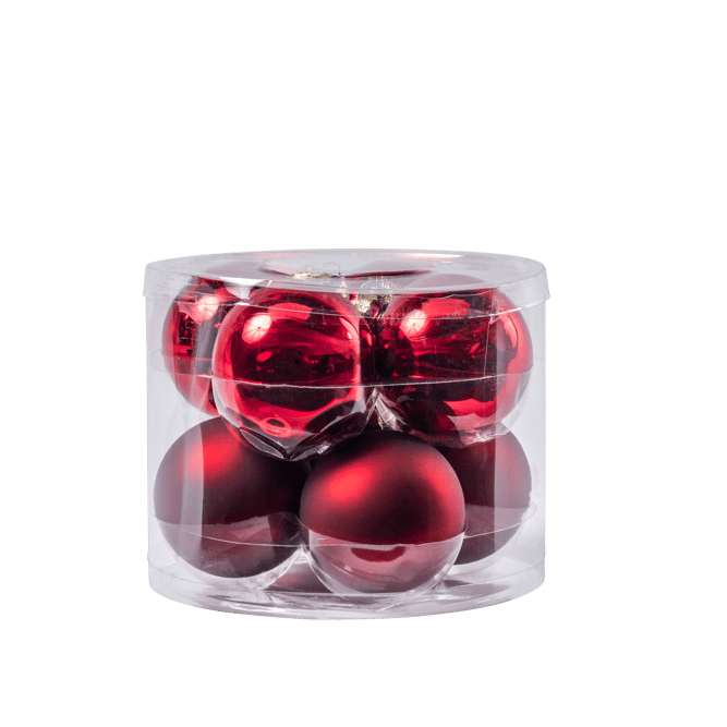 DARK RED Kerstbal set van 8 rood Ø 7 cm