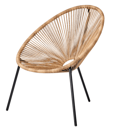 ACAPULCO Chaise lounge noir, naturel H 82 x Larg. 75 x P 69 cm