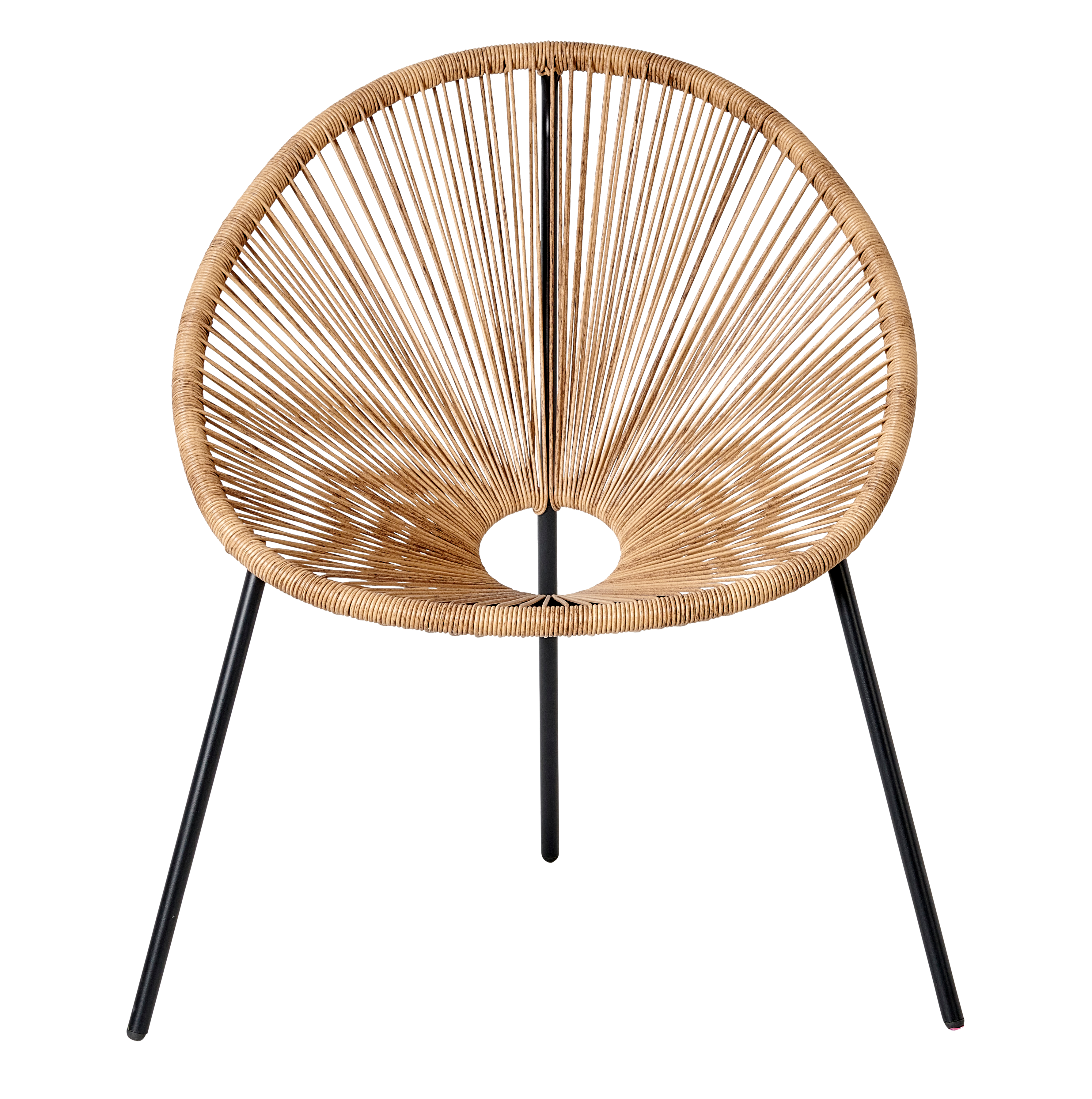 Lounge stoel zwart, naturel H 82 x 75 x D 69 cm | CASA