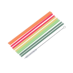 ECO PARTY Herbruikbare rietjes  met borstel mix van 5 kleuren L 23 cm - Ø 0,6 cm