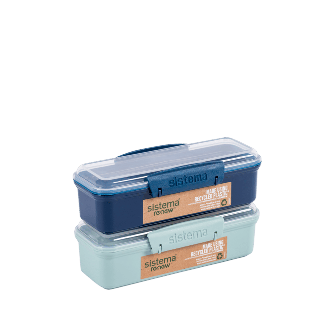 RENEW Boîte à snack long sistema bleu clair, bleu foncé H 5,5 x Larg. 18,5 x P 6 cm