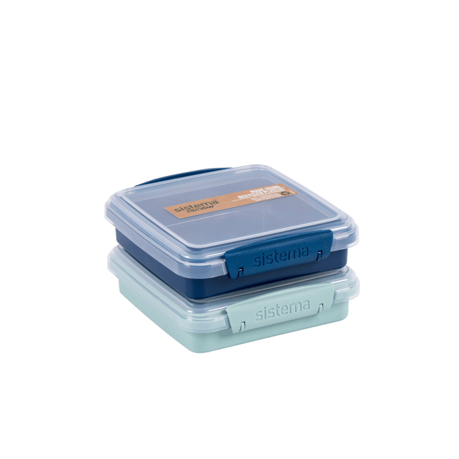 RENEW Boîte à lunch sistema bleu clair, bleu foncé H 4 x Larg. 14,5 x P 14,5 cm