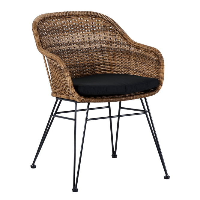 VIENNA Cadeira de sala de jantar preto, natural H 78 x W 57 x D 61 cm