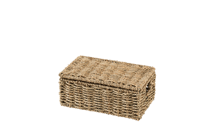 Pack de 2 cestas con tapa de materiales naturales