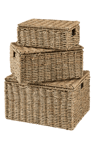 SEAGRASS Caja de almacenaje M con tapa natural A 19,5 x An. 36 x P 25 cm