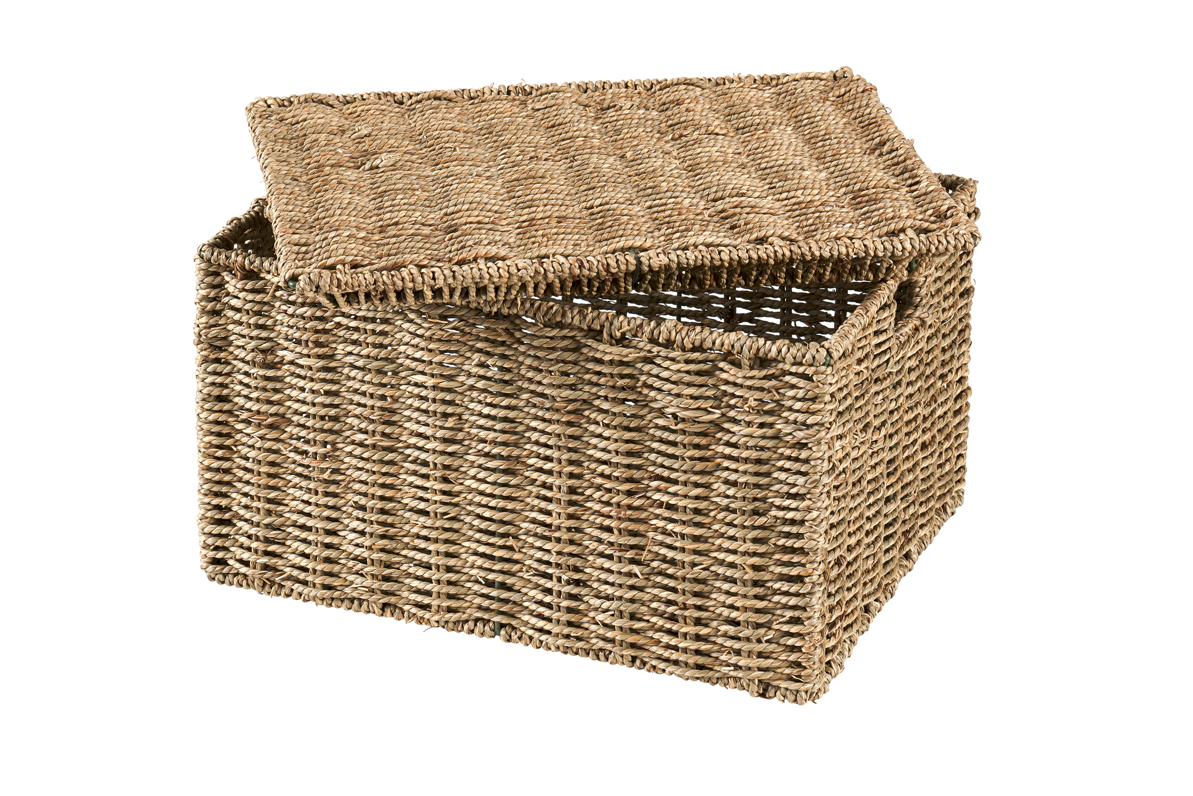 Cestos Almacenaje Seagrass con Tapa Caja Mimbre Rectangular con  Compartimentos Decorativas para Organizar Juguetes de Papel Higiénico :  : Hogar y cocina