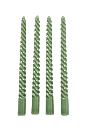 TWIST Candele intrecciate set di 4 verde H 25 cm - Ø 2,2 cm