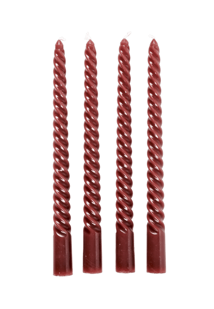 TWIST Bougies torsadées set de 4 rouge H 25 cm - Ø 2,2 cm