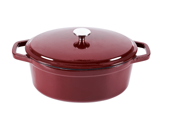 STEW Pentola in ghisa ovale rosso scuro H 18,5 x W 37 x D 23 cm