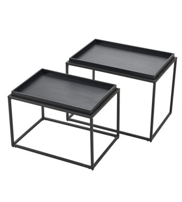 APOLLO Tavolini set di 2 nero H 38 x W 55 x D 35 cm