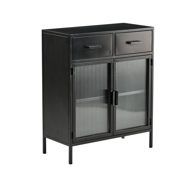 LINUS Armoire avec 2 tiroirs noir H 90 x Larg. 75 x P 35 cm