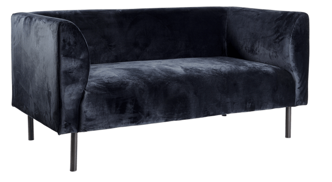 TILLY Sofa stof: zwart velvet H 67 x B 140 x D 73 cm