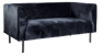 TILLY Canapé tissu : velours noir H 67 x Larg. 140 x P 73 cm