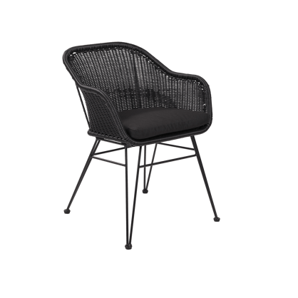 VIENNA Chaise coque salle à manger noir H 78 x Larg. 57 x P 61 cm