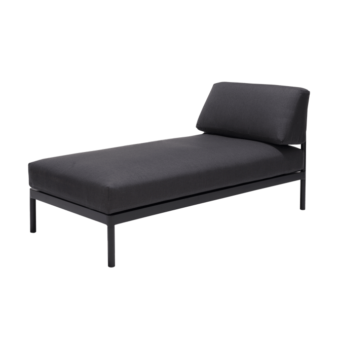 HANNA Chaise longue teck noir H 59 x Larg. 73,8 x Long. 150,9 cm