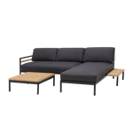 HANNA Lounge mesa auxiliar negro, natural A 26 x An. 25 x L 73,1 cm