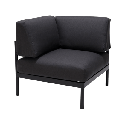 HANNA Lounge teck fauteuil coin noir H 59 x Larg. 77,2 x Long. 77,2 cm