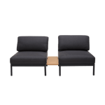 HANNA Lounge teck fauteuil noir H 59 x Larg. 73,8 x P 77,2 cm