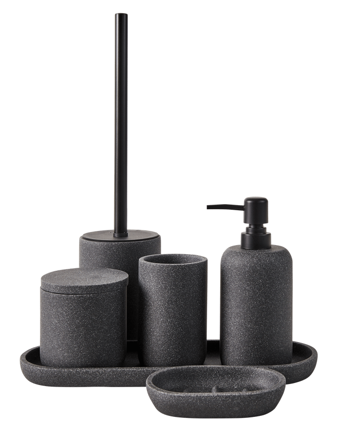 MOON Dispensador de jabón negro, gris oscuro A 18,5 cm - Ø 7,5 cm
