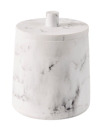 LUNA Porta-bolas algodão com tampa aspeto de mármore H 12 cm - Ø 10 cm