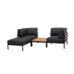 HANNA Repousa-pés lounge teca preto, natural H 25,7 x W 73,8 x L 77,2 cm