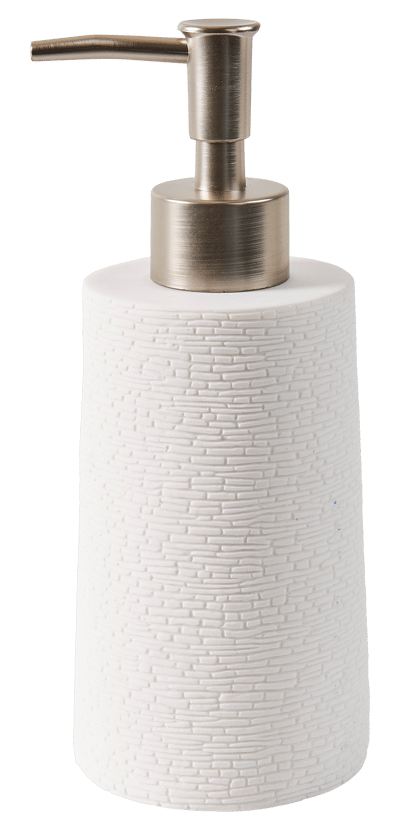 WHITE ELEGANCE Distributeur de savon blanc, argent H 17,5 cm - Ø 6,5 cm
