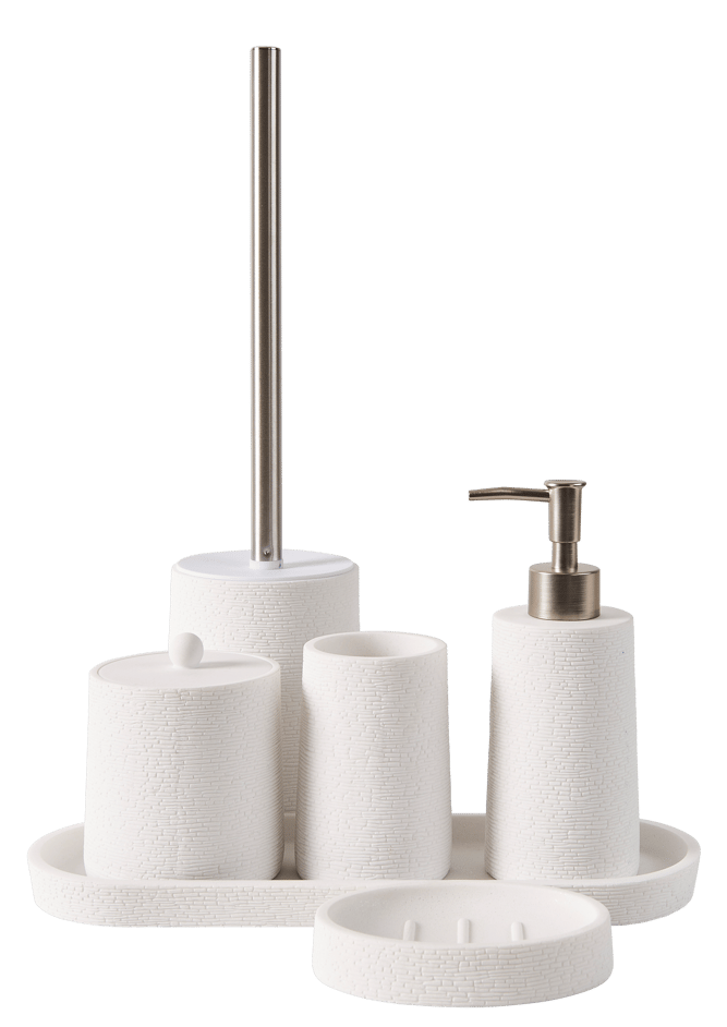 Ensemble support brosse WC et porte-papier toilettes Couleur Blanc
