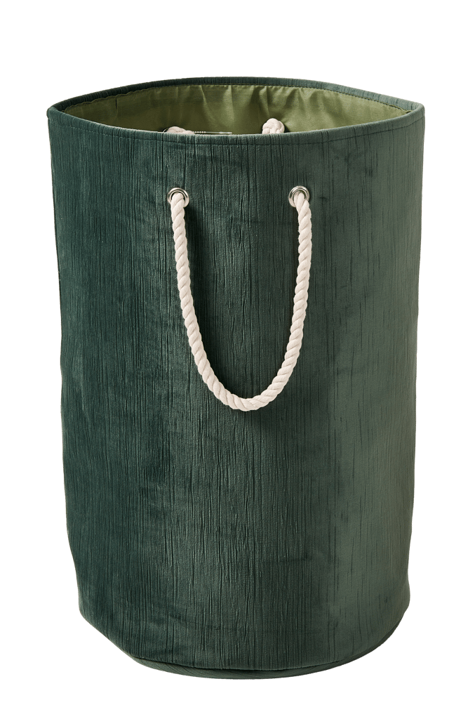 een schuldeiser schuur Decoratie VERDA Linnenmand groen H 56 cm - Ø 36 cm | CASA