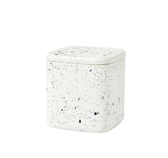 TERRAZZO Boîte à coton blanc H 10 x Larg. 9,5 x P 9,5 cm - Ø 9,5 cm