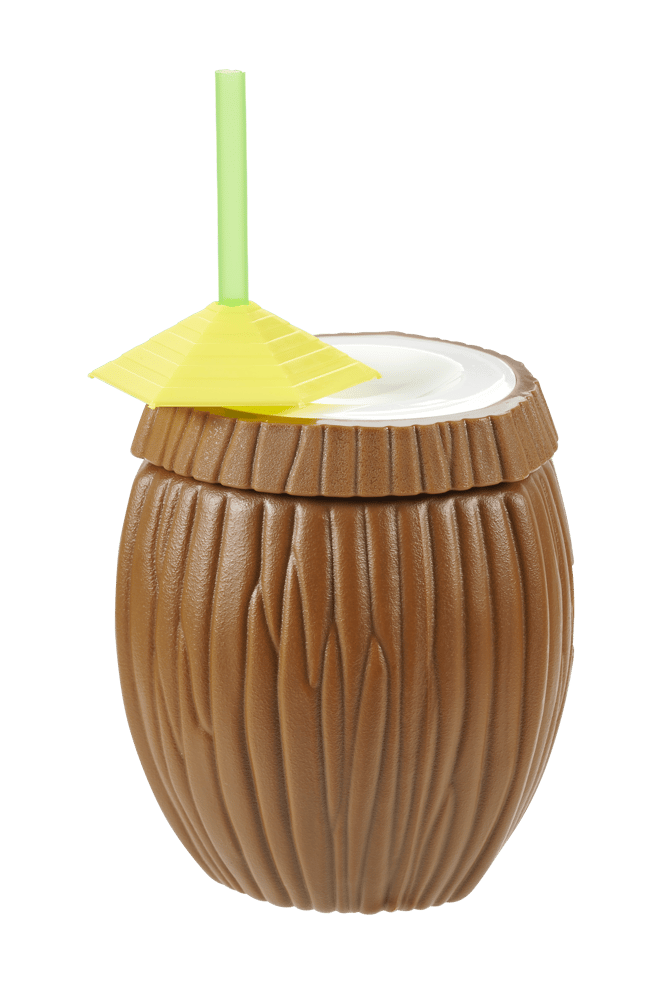 COCONUT Drinkbeker wit, bruin, geel, groen H 18 cm - Ø 9,5 cm