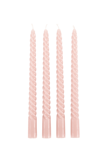 TWIST Gedraaide kaarsen set van 4 roze H 25 cm - Ø 2,2 cm