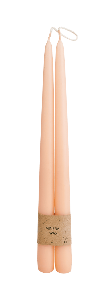 DUO Velas conjunto de 2 rosa pêssego L 30 cm - Ø 2,2 cm