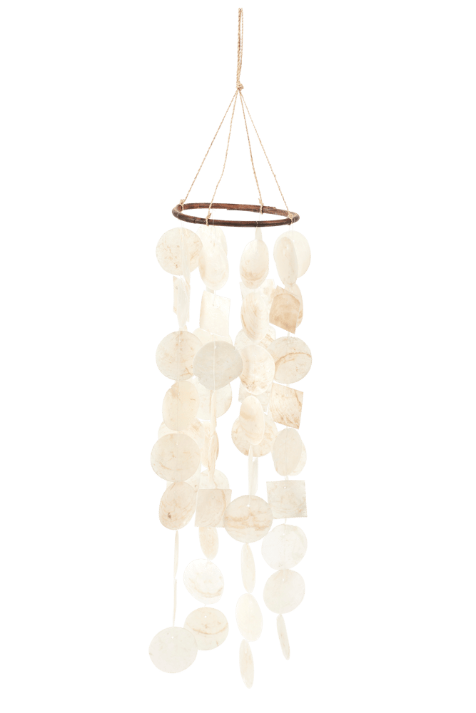 CAPIZ  Mobile de coquillages blanc H 55 cm - Ø 15 cm