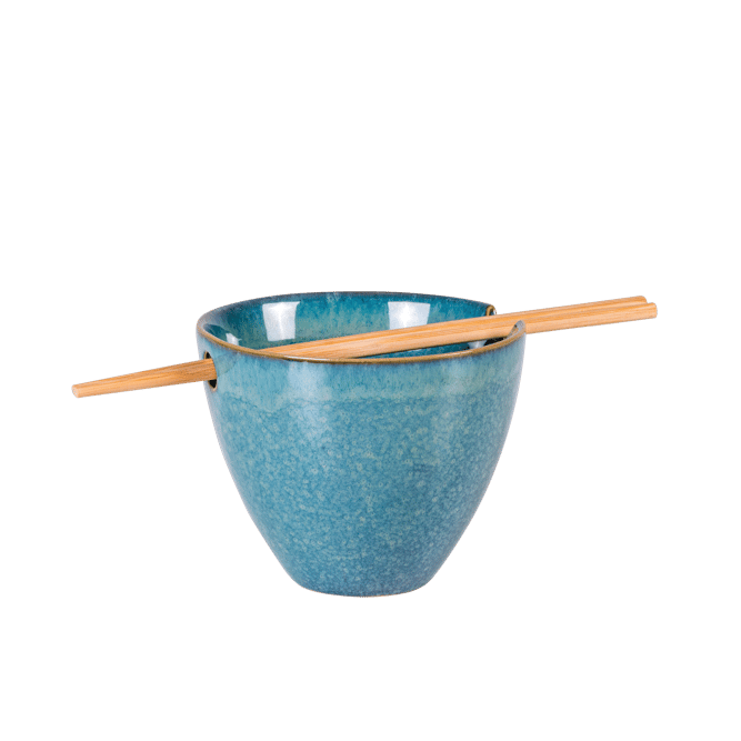 CASSIS Bowl met chopsticks blauw H 10 cm - Ø 13 cm