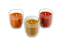 FLAM Kaars in glas 3 kleuren rood, oranje, groen H 8 cm - Ø 7 cm