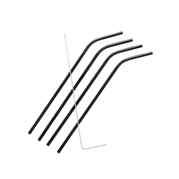 BARTENDER Set van 4 rietjes met borstel donkergrijs H 1,5 x B 27,3 x D 10,3 cm