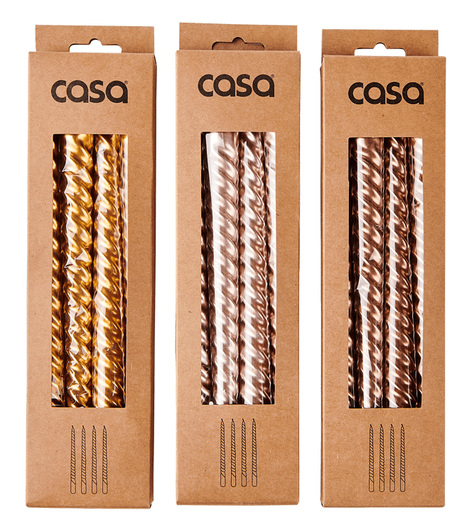 TWIST Kaars set van 4 3 kleuren goud, brons, rosé H 25 cm - Ø 2,1 cm