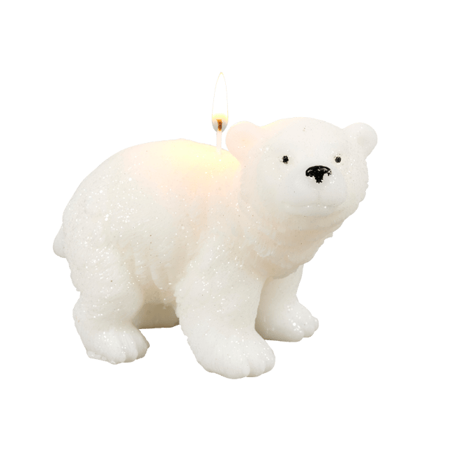 POLA Kaars ijsbeer wit H 9 x B 8 x L 12,5 cm