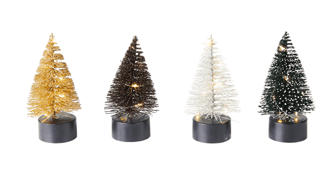 MINI TREE Sapin décoratif 4 assorti avec 5 LEDS H 10 cm - Ø 2,5 cm
