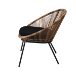 PAPAYO Chaise lounge avec coussin naturel H 76 x Larg. 78 x P 68 cm
