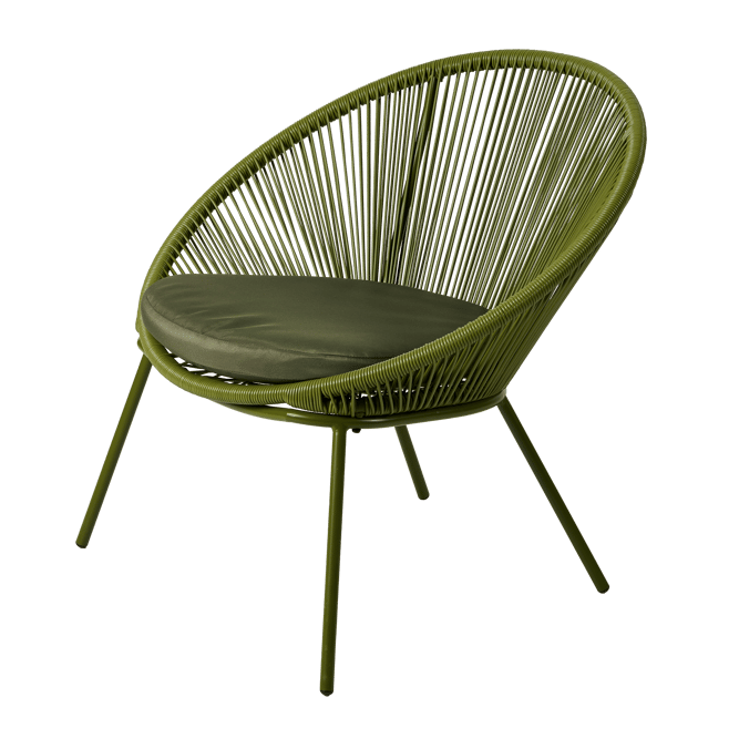 evenaar Een nacht wandelen PAPAYO Lounge stoel met kussen groen H 76 x B 78 x D 68 cm | CASA