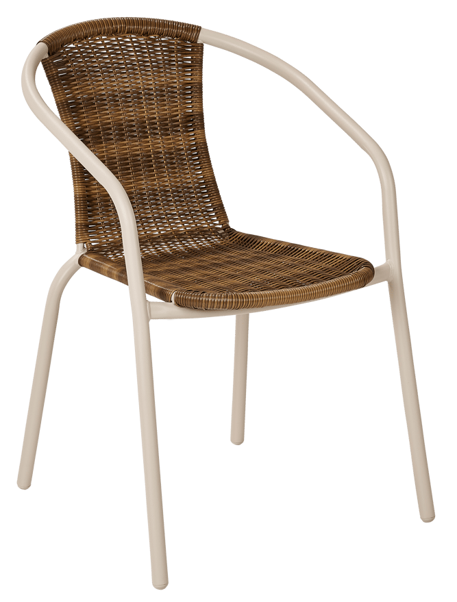 GERONA Chaise empilable sable + naturel H 77 x Larg. 58 x P 53 cm