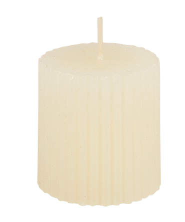 RUSTIC Gerippte Kerze Elfenbein H 4,5 cm - Ø 4,5 cm