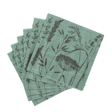 LOLIUM GREEN Set de 20 serviettes vert Larg. 33 x Long. 33 cm