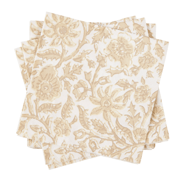 HENNA FLOWER Set de 20 serviettes rouge, beige Larg. 33 x Long. 33 cm