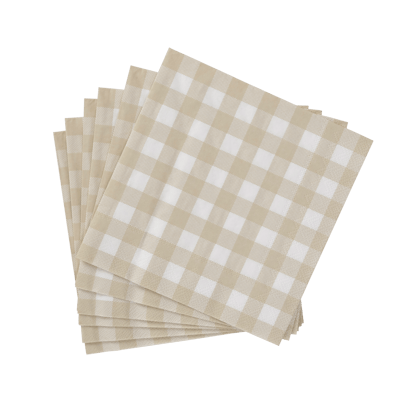 CHECK SAND Set de 20 serviettes beige Larg. 33 x Long. 33 cm
