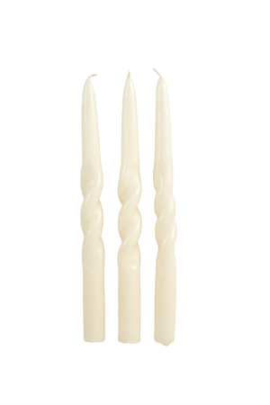 SPIRAL Conjunto de 3 velas creme H 30 cm - Ø 2,2 cm